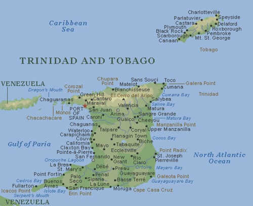 trinidad and tobago map